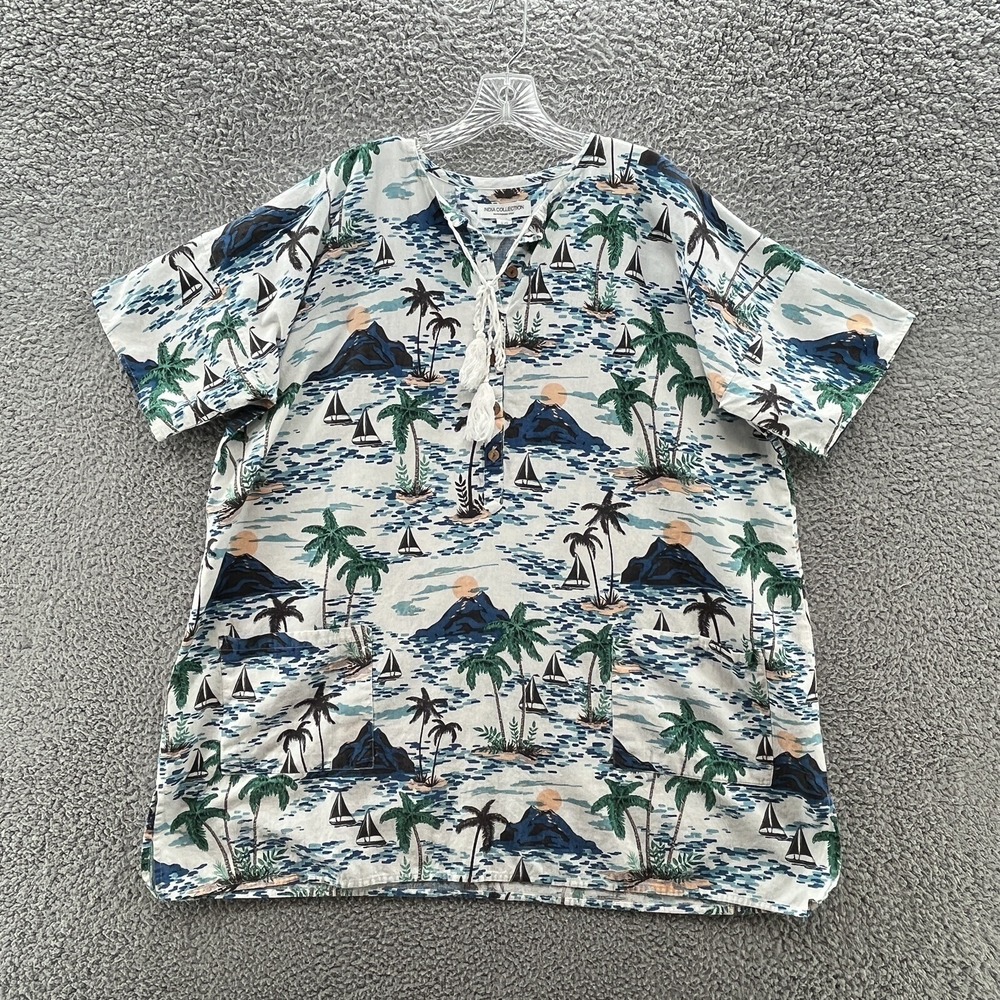 Emerson Fry Dress Womens OS White Tropical India Collection Cotton Mini Coverup - Picture 1 of 14
